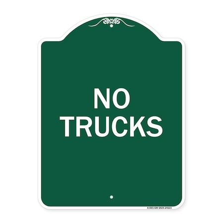 Signmission Designer Series Sign Driveway Sign No Trucks, Green & White Aluminum Sign, 18" x 24", GW-1824-24123 A-DES-GW-1824-24123